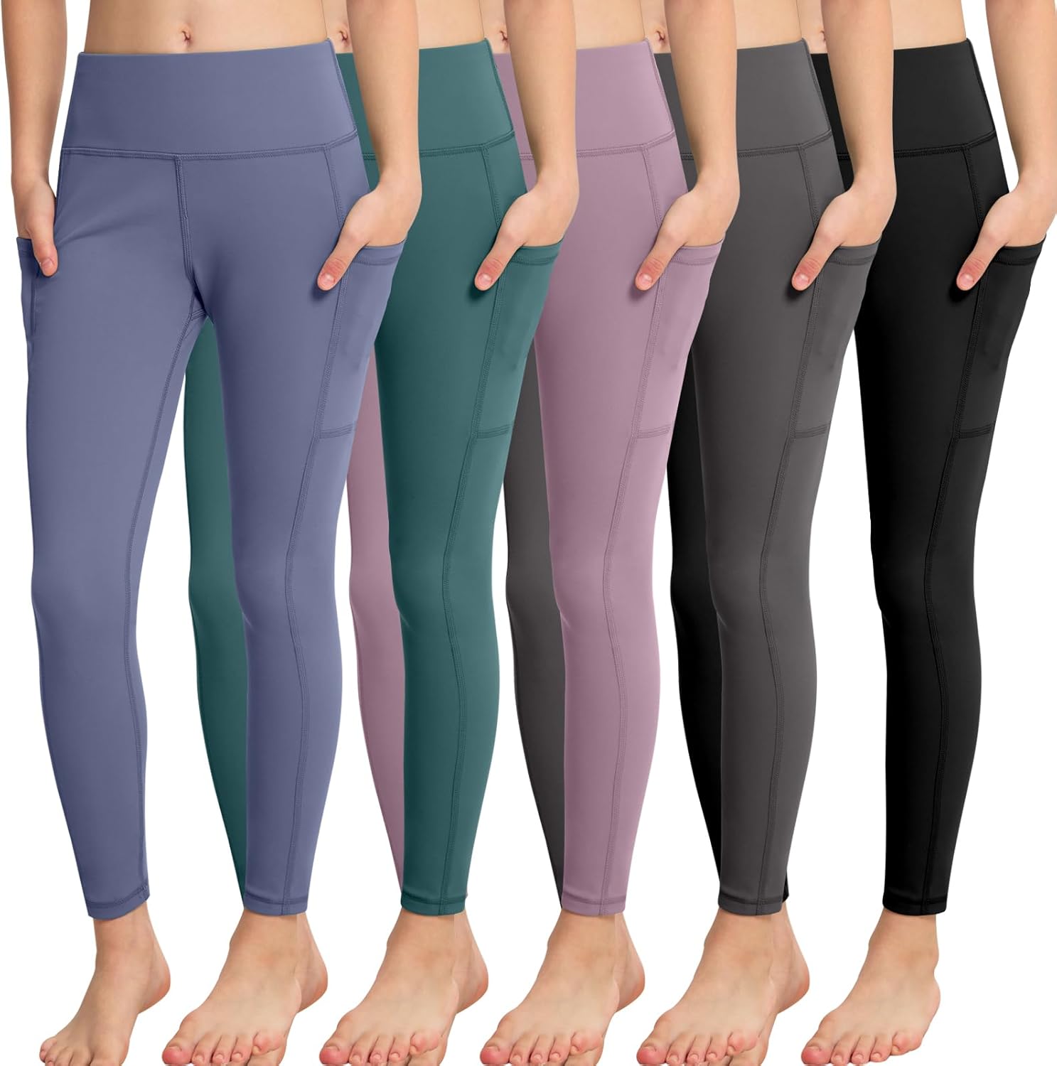 CHRLEISURE Girls' Athletic Leggings with Pockets for Active Kids