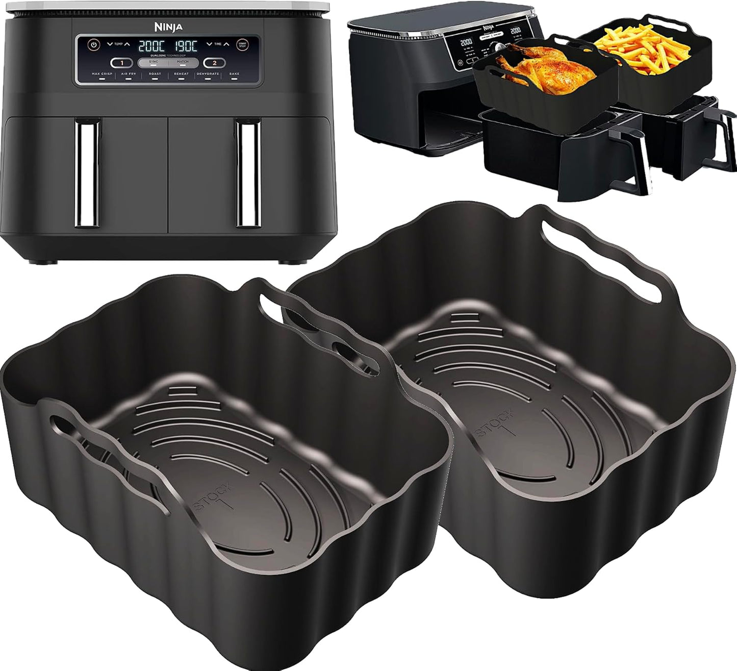 Ninja DZ201 8QT Reusable Silicone Liners - Easy Cleanup!