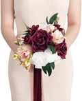 Ling's Moment 7 Inch Red Bridesmaid Bouquet for Weddings