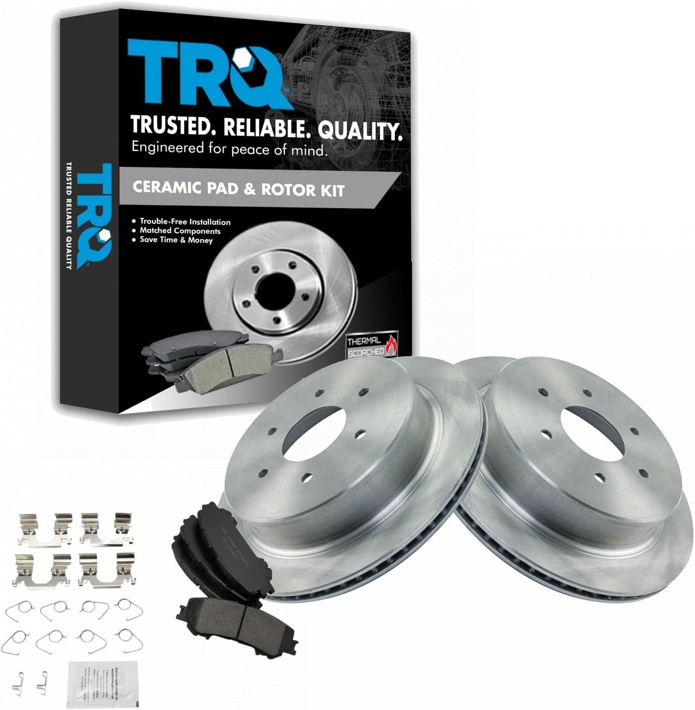 TRQ Rear Brake Pad & Rotor Kit for 2017-2019 Nissan Titan