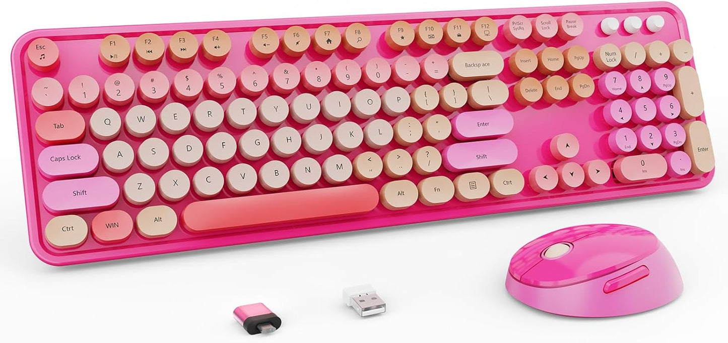 Retro Typewriter Wireless Keyboard Mouse Combo