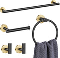Lairuier 5-Piece Black Gold Bathroom Accessories Set - Modern Hardware