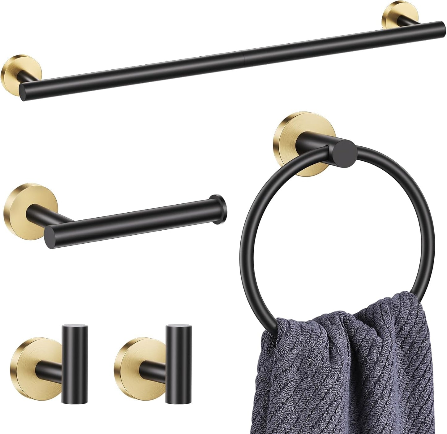 Lairuier 5 Pieces Black Gold Bathroom Accessories Set Review