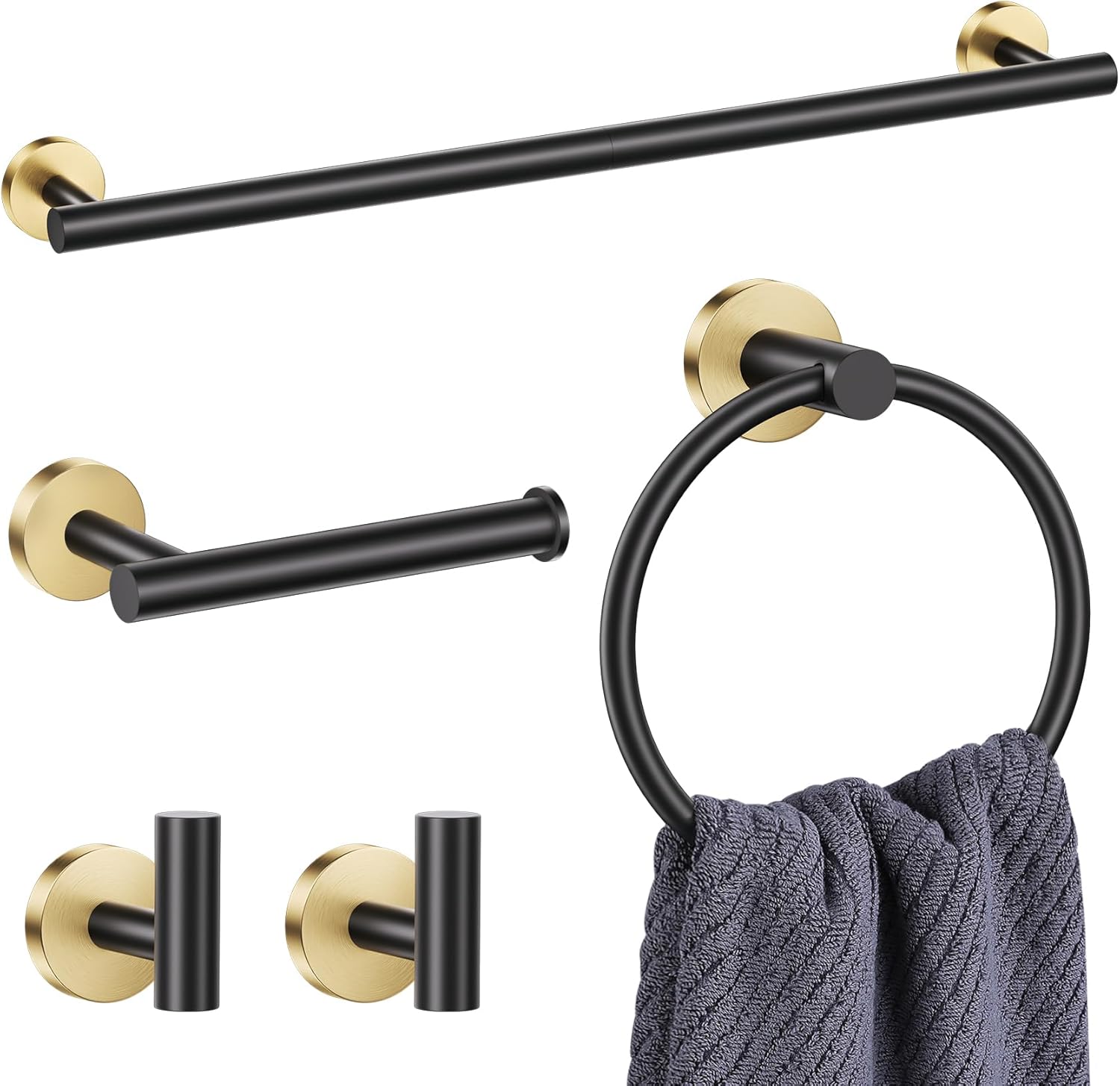 Lairuier 5 Pieces Black Gold Bathroom Accessories Set Review