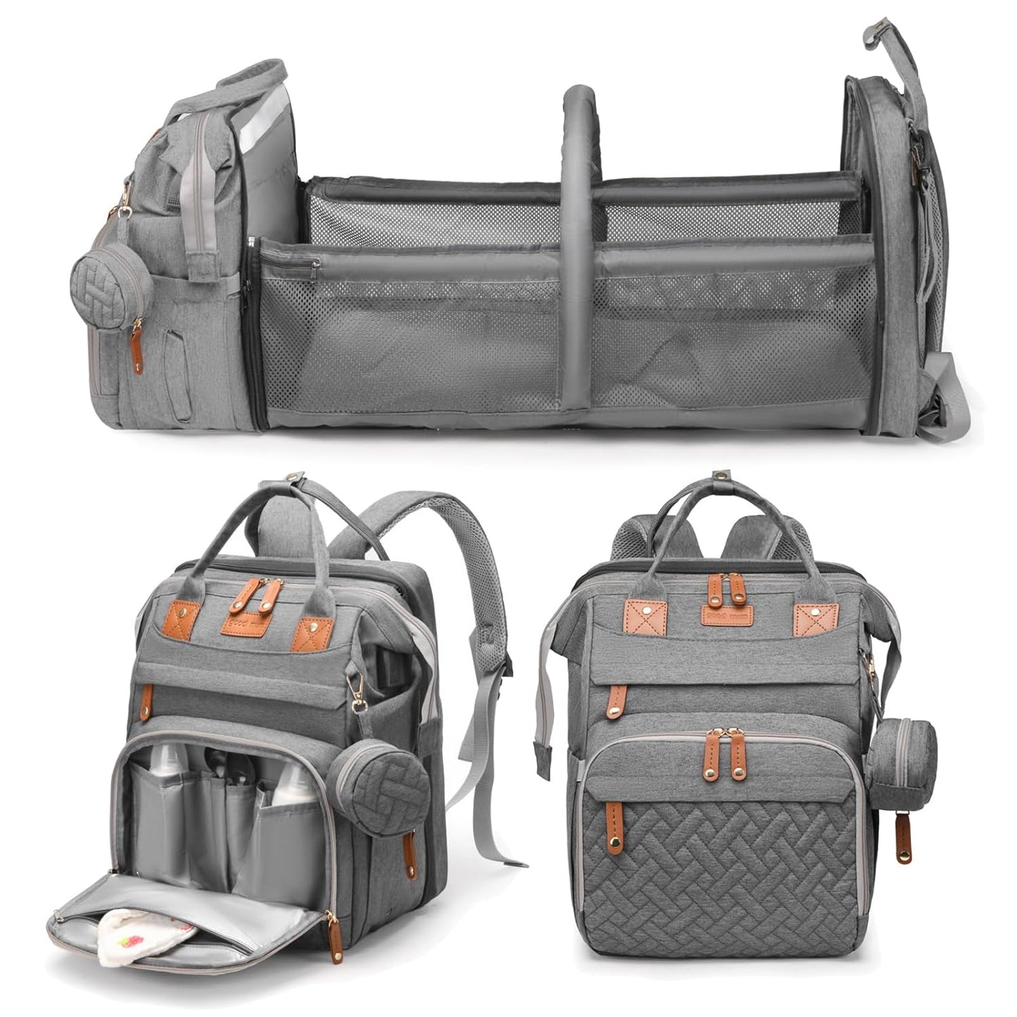 Jeryswet Baby Diaper Bag with Changing Station and USB Port
