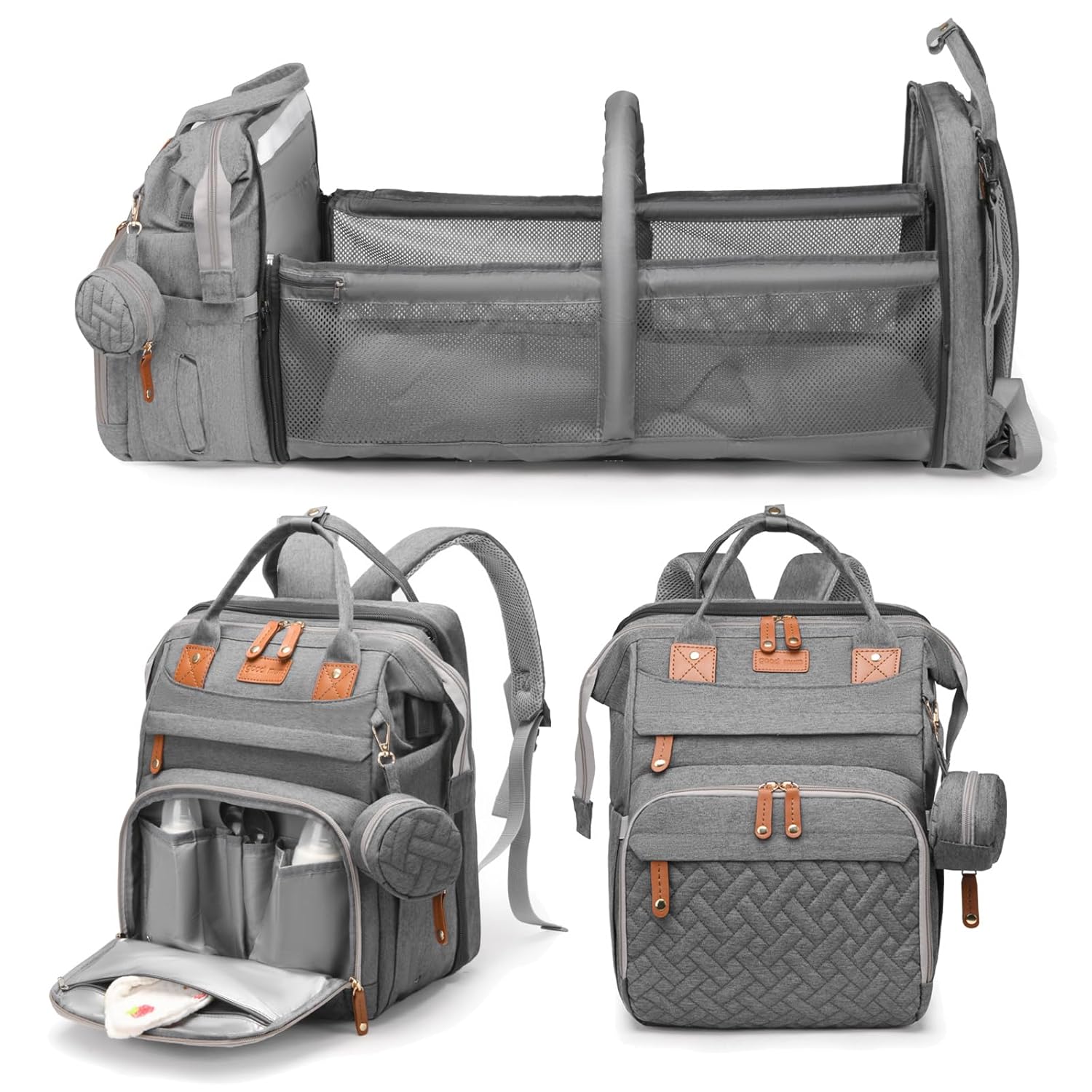 Jeryswet Baby Diaper Bag with Changing Station and USB Port