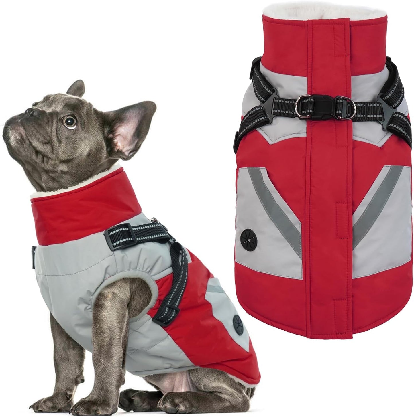 IECOii Dog Coat with Harness Built in - Waterproof Winter Jacket