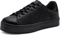 Glitter Tennis Sneakers for Women Rose Gold Sparkly Bridal Shoes