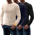 Riyiper 3 Pack Men's Ribbed Thermal Shirts - Warm Slim Crew