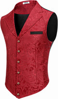 Paisley Floral Victorian Waistcoat Vest with Notched Lapels - Sharp