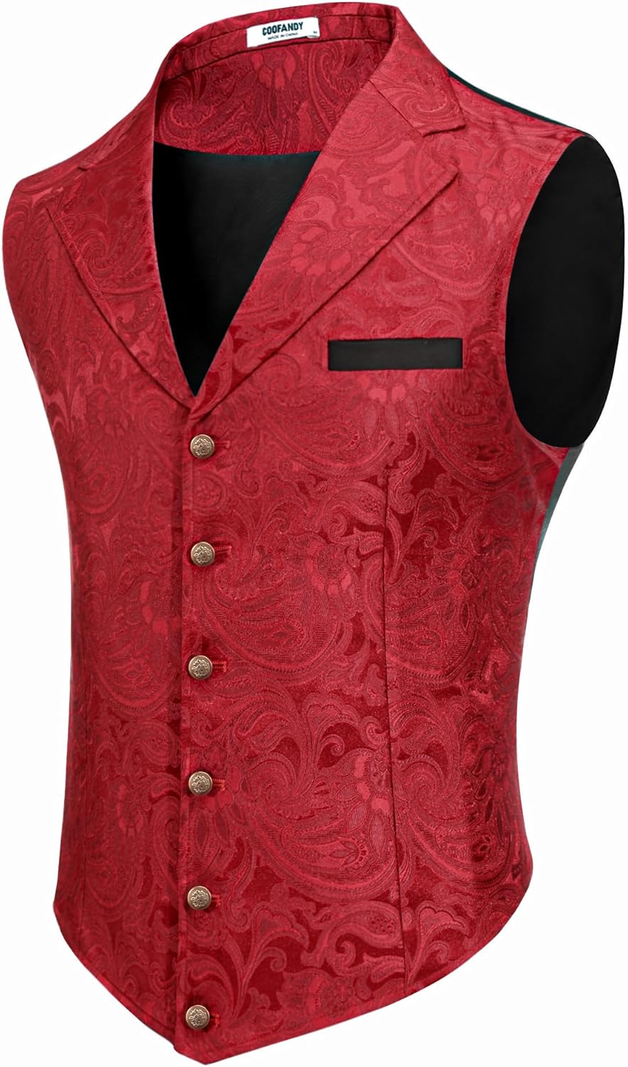 COOFANDY Mens Suit Vest with Paisley Floral Design for Formal Wear