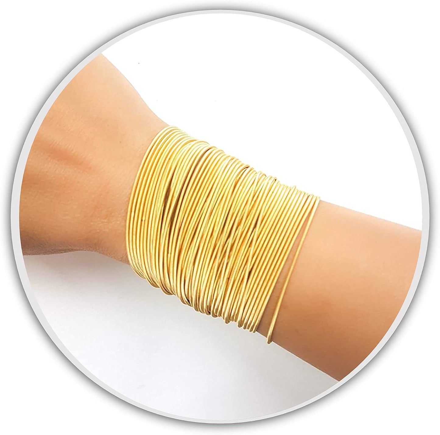 Gold Guitar String Spring Bracelets Set of 5 to 60 Strings
