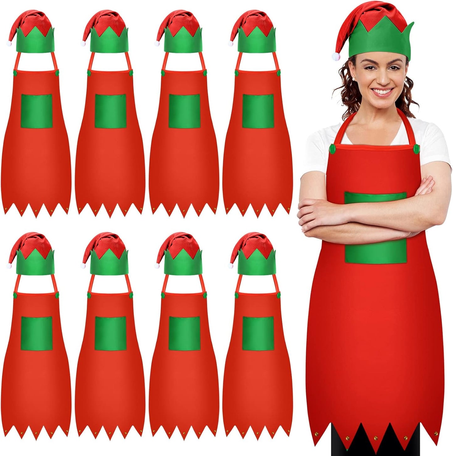16 Pieces Christmas Elf Apron Kits for Holiday Fun and Cheer