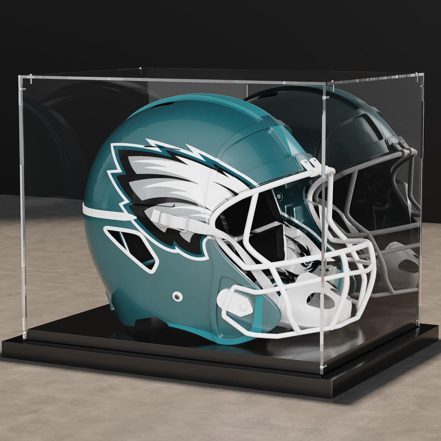 Football Helmet Display Case with Mirror Back and Black Base