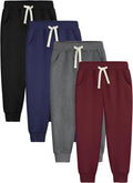 Boys Sweatpants Joggers Cotton 4-Pack - Soft Athletic Pants