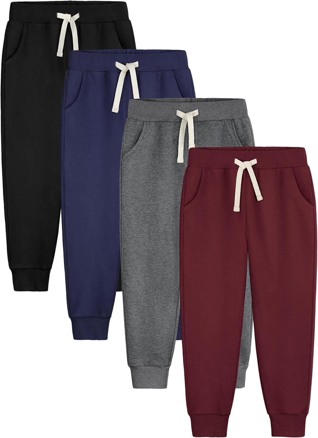 Boys Sweatpants Joggers 4 Pack Cotton Athletic Pants for Kids