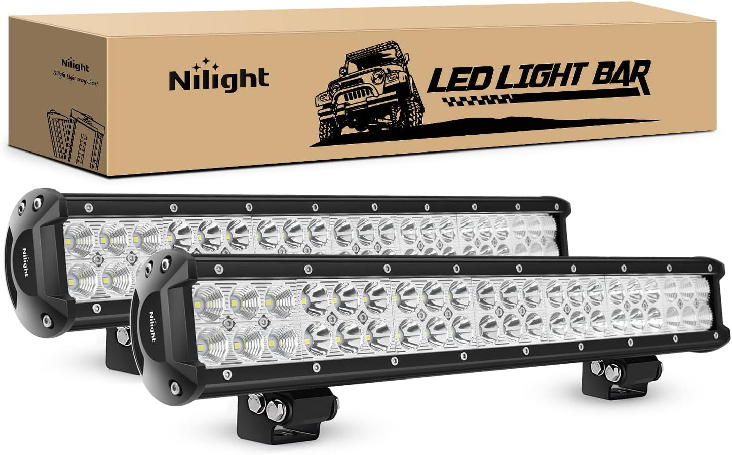 Nilight 20 Inch 126W LED Light Bar for Off Road and Fog Lights