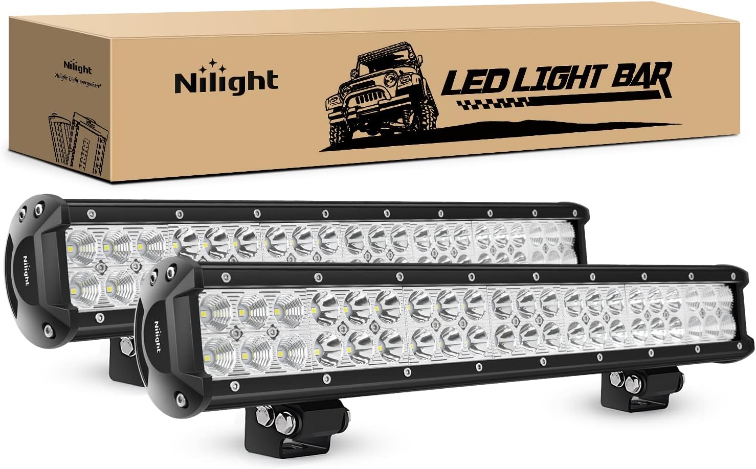 Nilight 20 Inch 126W LED Light Bar for Off Road and Fog Lights