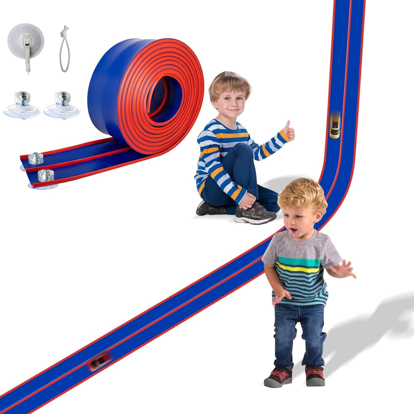 Flexible Race Car Ramp Track for Kids - 15 Ft Starter Set