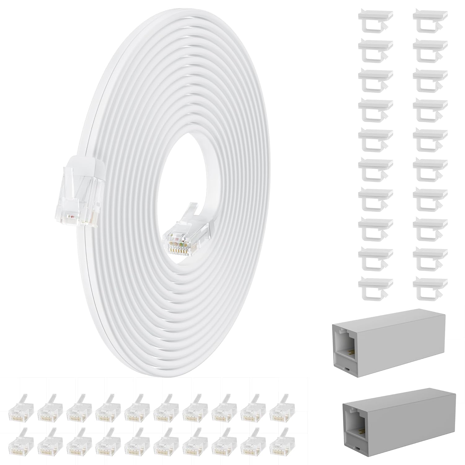 Telephone Extension Cord 250 Ft for Landline Modem and Fax