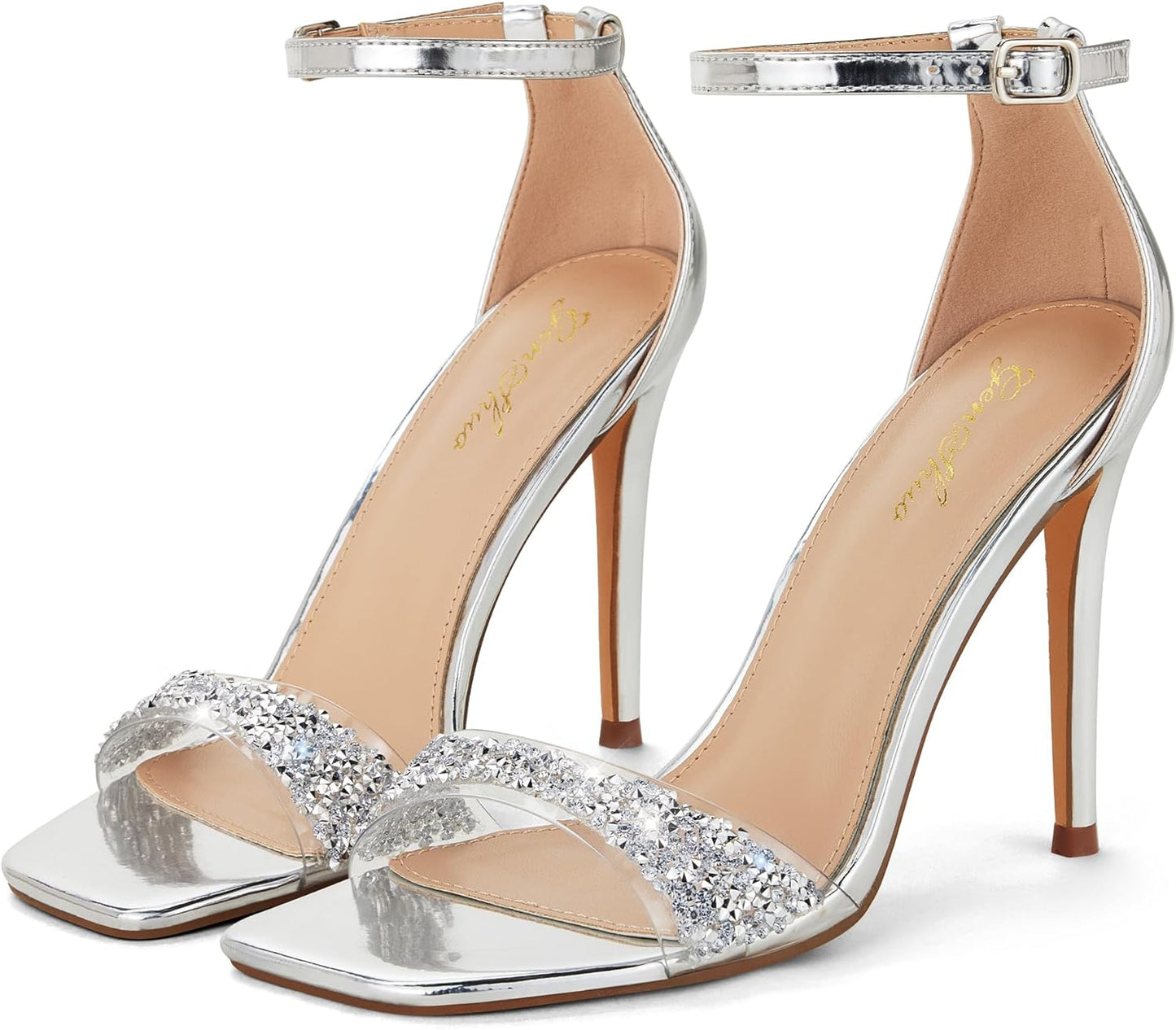 GENSHUO High Heeled Sandals for Women with Square Open Toe