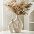 Snuggle Hollow Ceramic Vase Set of 2 - Boho Nordic Mid Century Accent