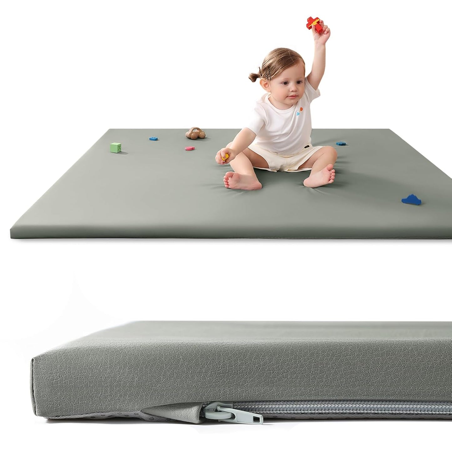 Baby Play Mat for Floor with 1.3ft' Thick Memory Foam Comfort
