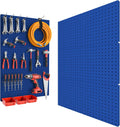 Peg Board Metal Panels, 6PCS Heavy Duty Pegboard Wall Organizer - Blue