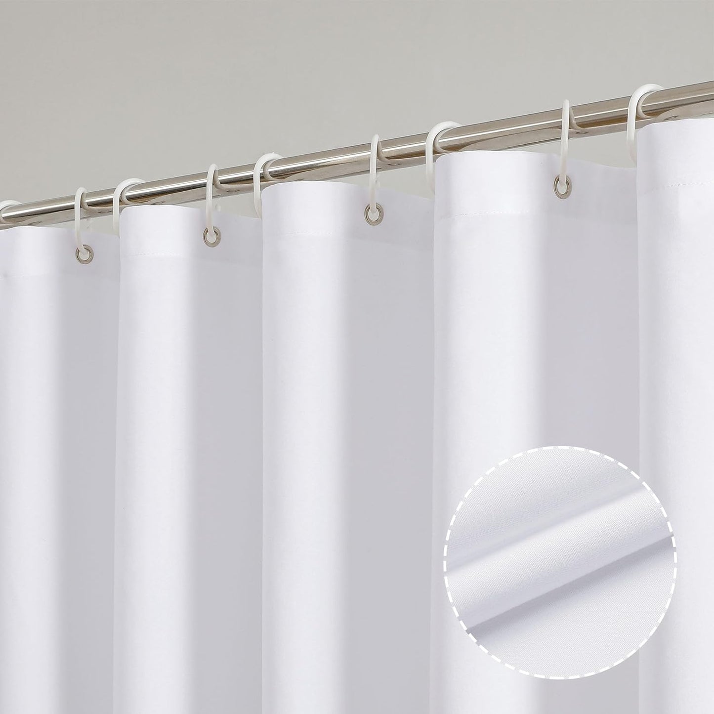 Hotel Spa Quality White Shower Curtain - Water Repellent & Washable