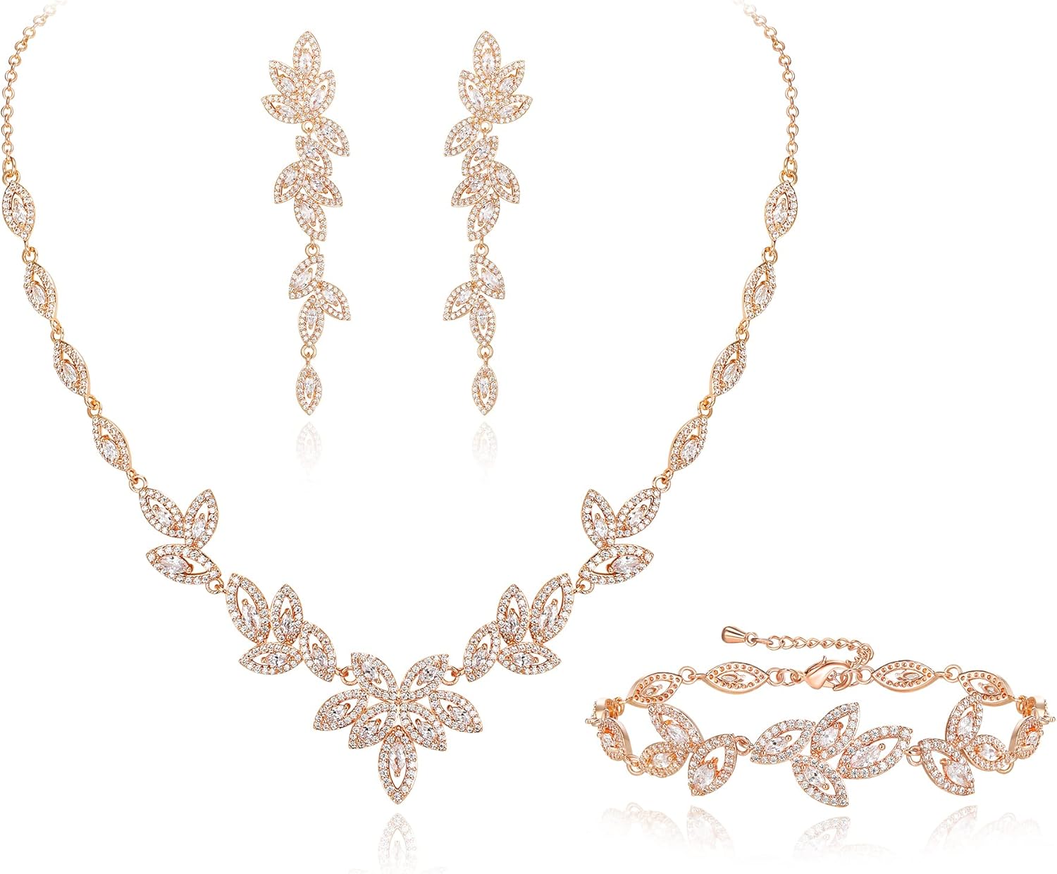 Elegant Teardrop Cubic Zirconia Bridal Jewelry Set for Women