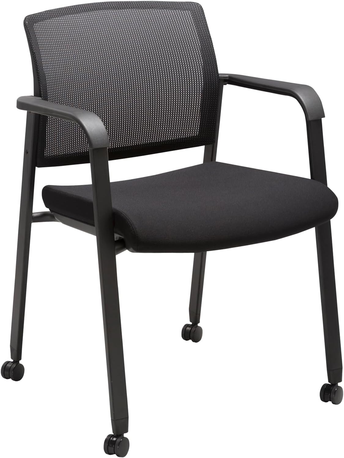 CLATINA Black Waiting Room Chair with Wheels for Comfort