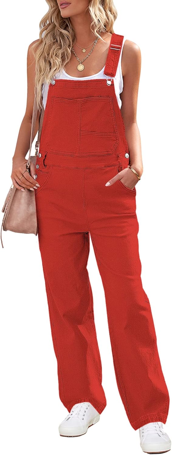 Luvamia Women Loose Fit Denim Bib Baggy Overall Jumpsuit