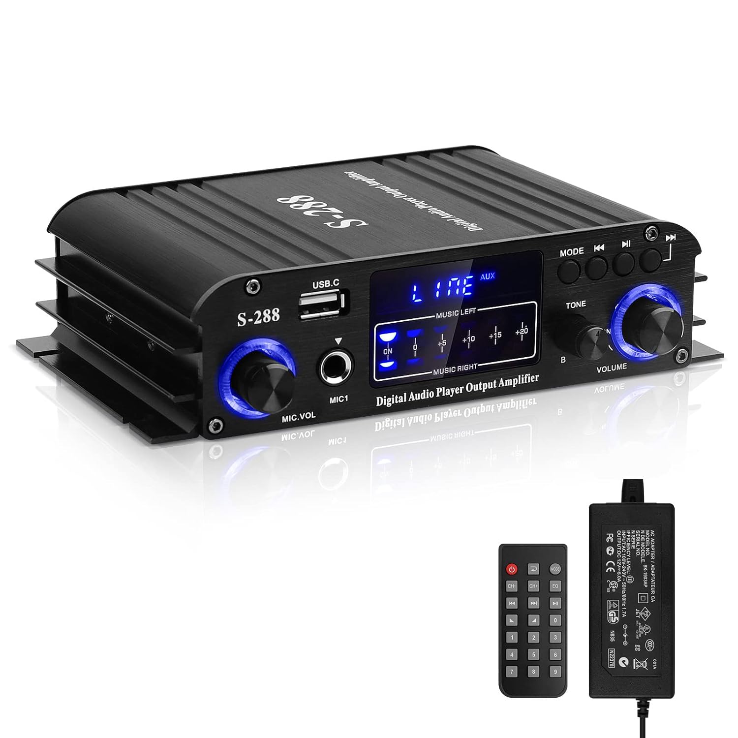 S-288 Bluetooth HiFi Mini Audio Amplifier for Home Speakers