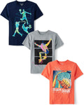 Boys Sports Short Sleeve Graphic T-Shirts Multipack - Soft, Durable