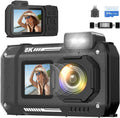 8K Waterproof Digital Camera Snorkeling - 70MP Dual-Screen Underwater