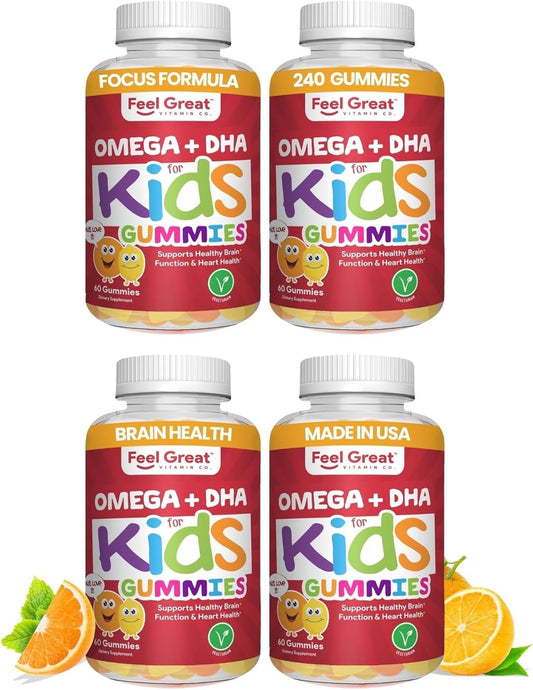 Kids DHA Gummies with Omega 3 6 9 for Healthy Brain Function