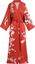 Long Soft Lightweight Silky Kimono Robe for Women - Luxury Floral Size