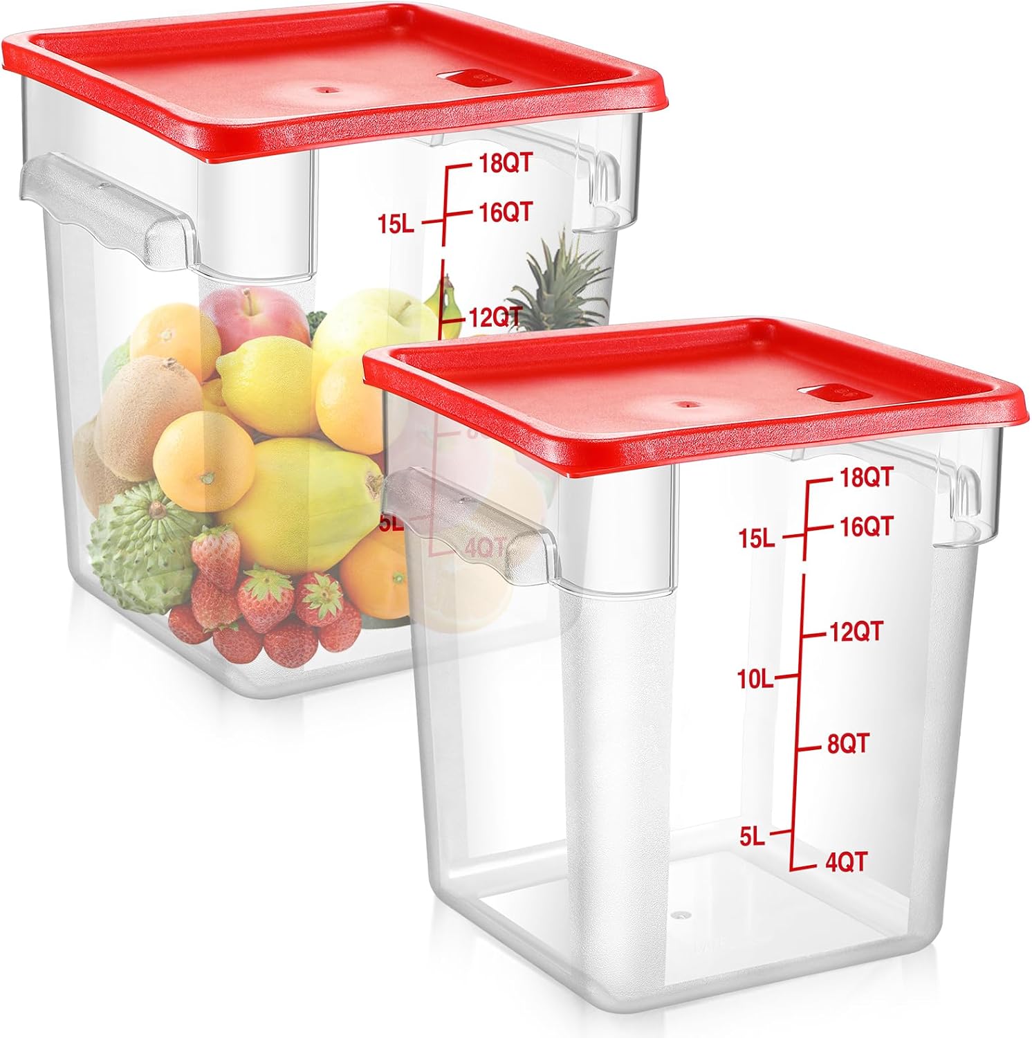 Suclain 2 Pcs Square Food Storage Container with Red Lid