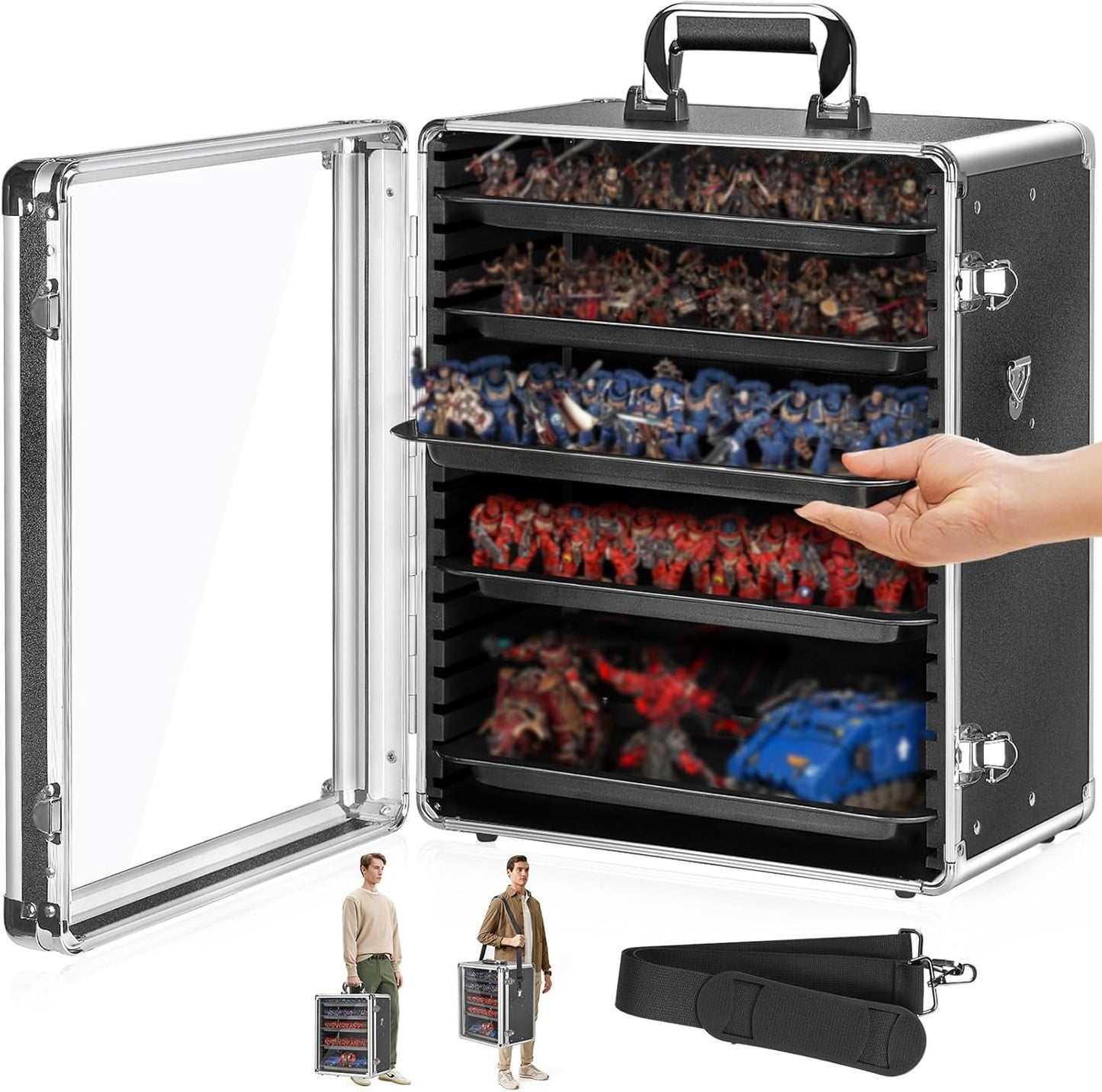 Miniatures Storage Case with Aluminum Alloy Frame and Trays