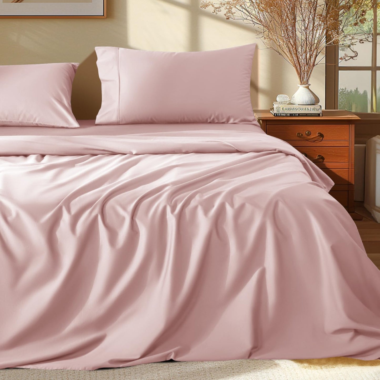 Luxury 100% Egyptian Cotton Queen Size Sheets Set for Comfort