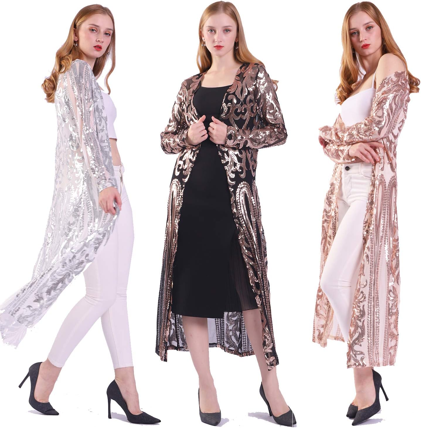 Women's Sequin Cardigan Summer Cover Up Dress for Evening Events