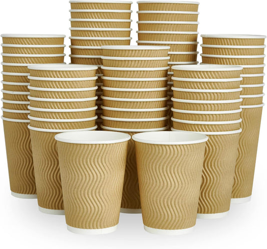 DAILYPACK Insulated Ripple Paper Coffee Cups - 80 Count
