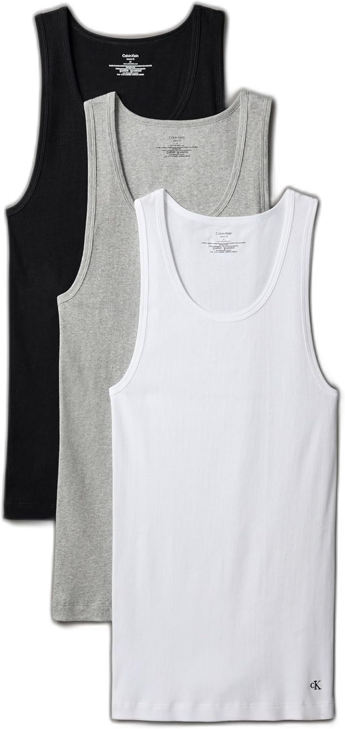 Calvin Klein Men's Cotton Classics 3-Pack Tanks for Comfort