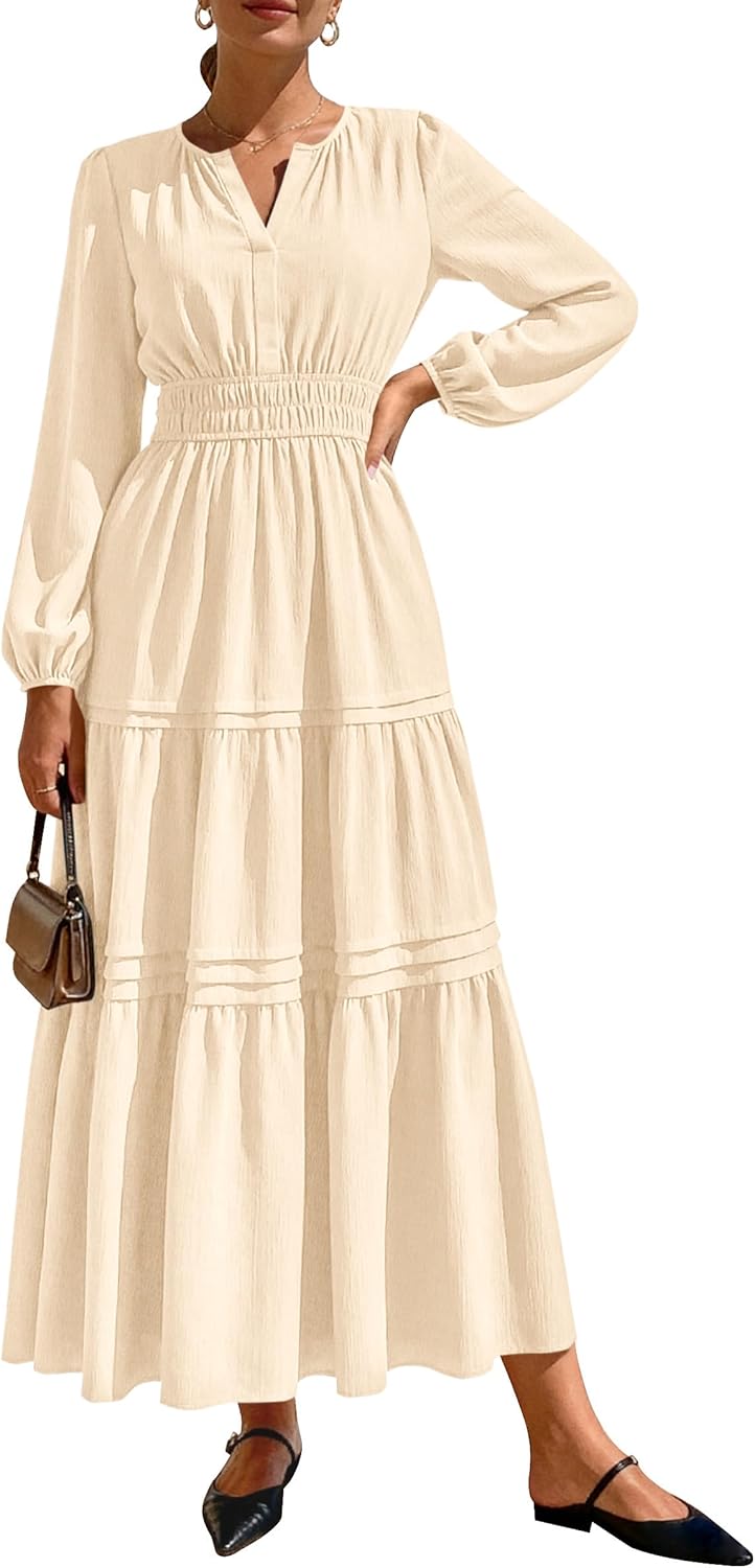 Elegant Maxi Dresses for Women with Pockets and Long Sleeves