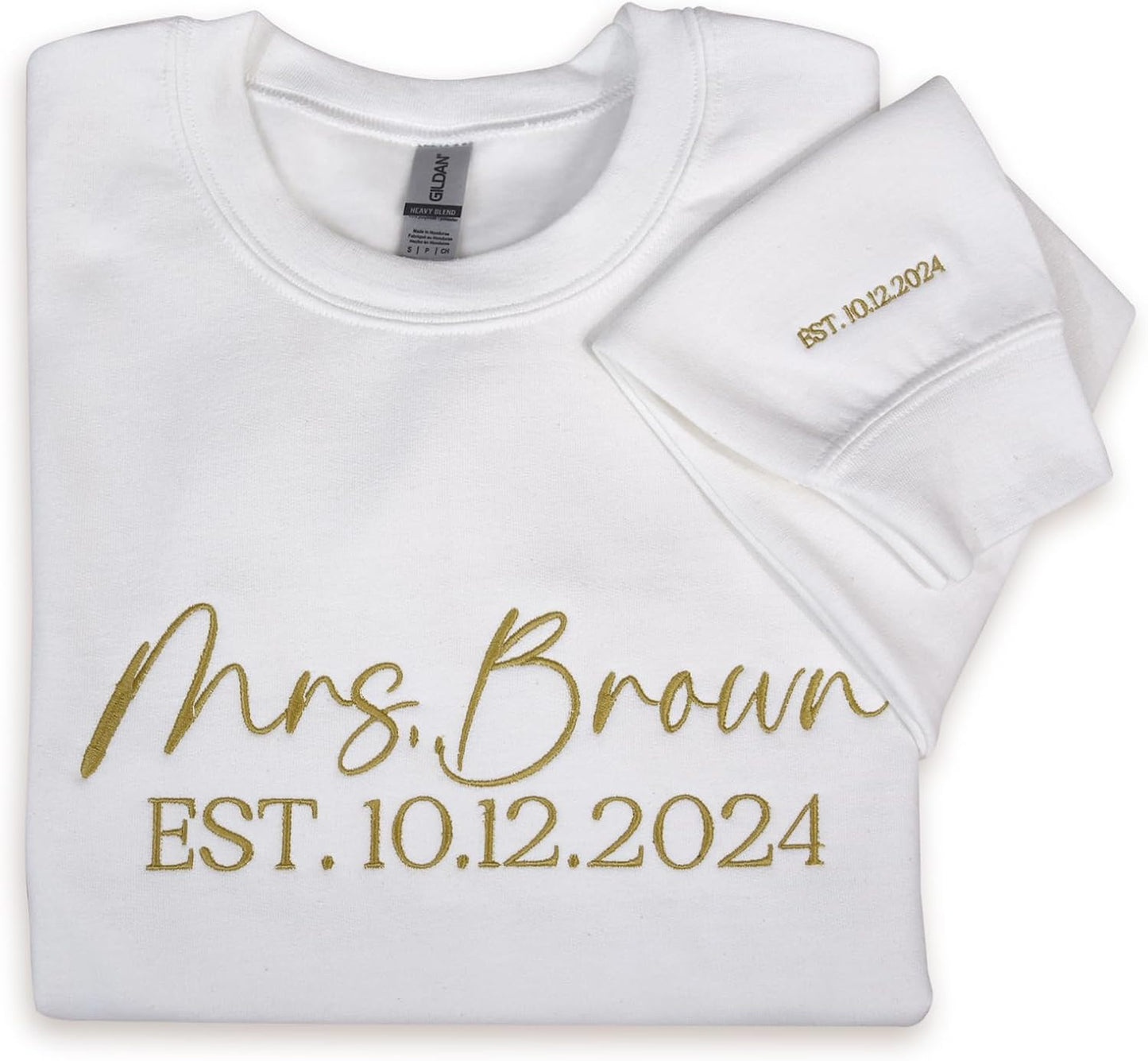 Custom Embroidered Mrs Est Sweatshirt - Personalized with Your Name