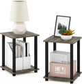 Furinno SIMPLISTIC Side Table Set of 2 in French Oak - 2-Tier