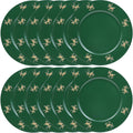 Christmas Reindeer Green Charger Plates Set of 6 - Elegant 13ft