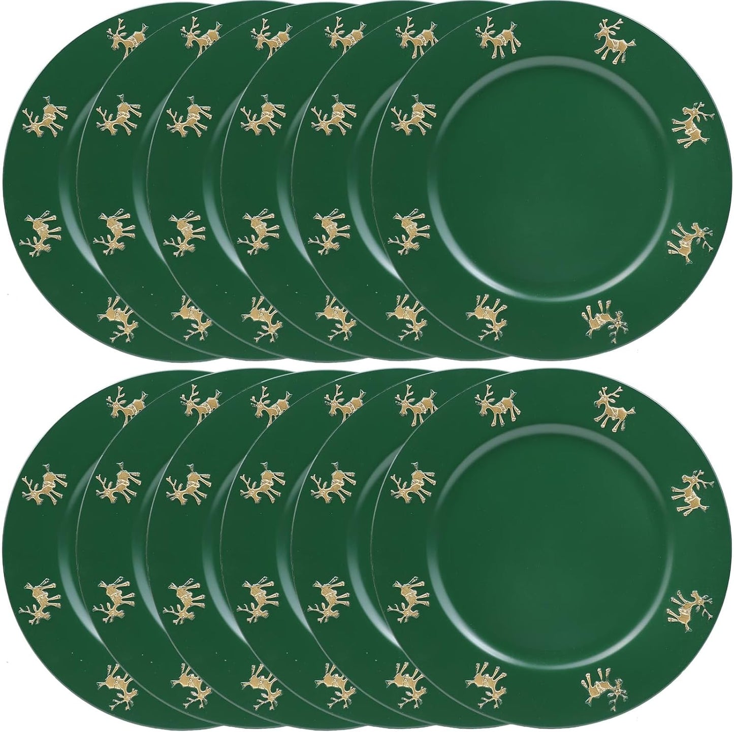 Christmas Reindeer Green Charger Plates Set of 6 for Elegant Dining