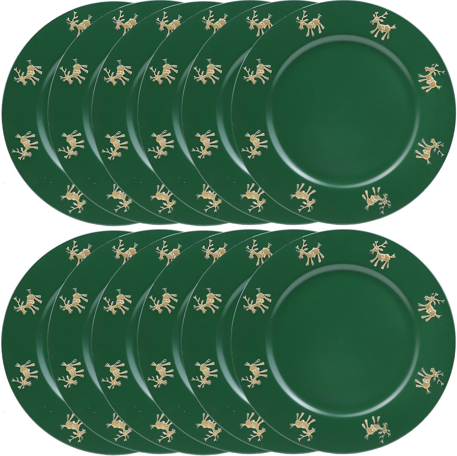 Christmas Reindeer Green Charger Plates Set of 6 for Elegant Dining