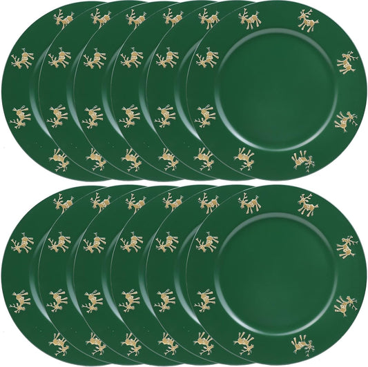 Christmas Reindeer Green Charger Plates Set of 6 for Elegant Dining